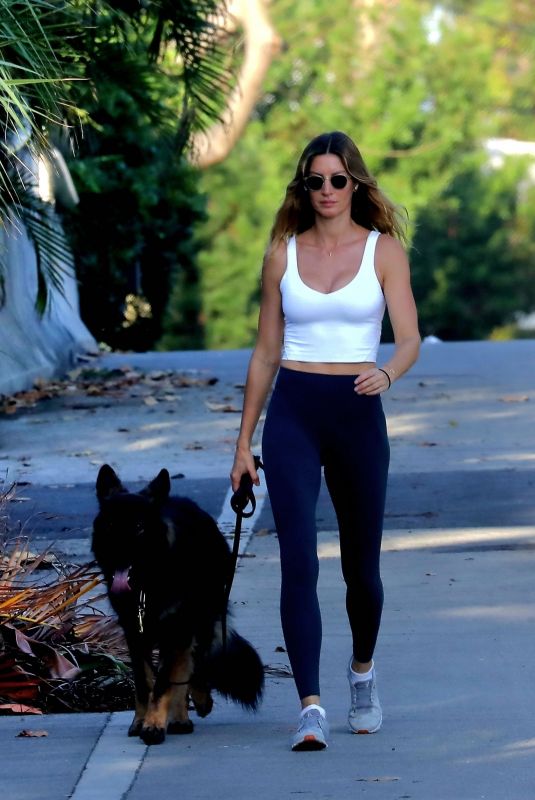 GISELE BUNDCHEN Out for a Dog Walk in Miami 03/16/2024