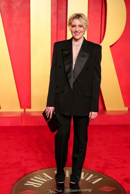 GRETA GERWIG at Vanity Fair Oscar Party in Beverly Hills 03/10/2024