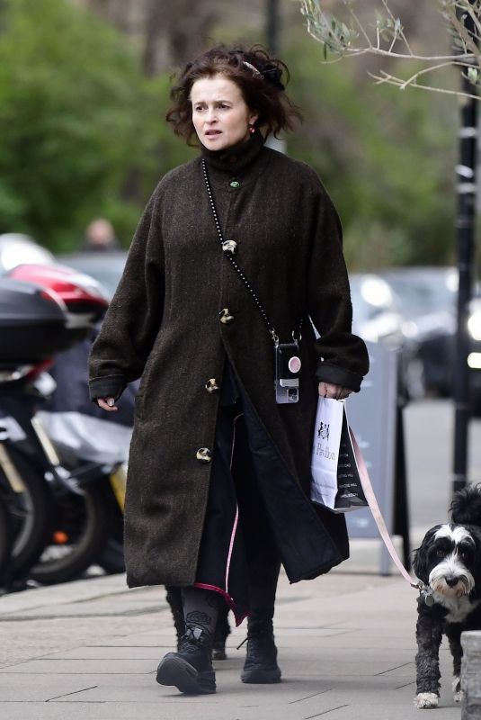 HELENA BONHAM CARTER Out Walking Her Dogs in London 03/05/2024