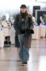 HUNTER SCHAFER Arrives at JFK Airport in New York 02/29/2024