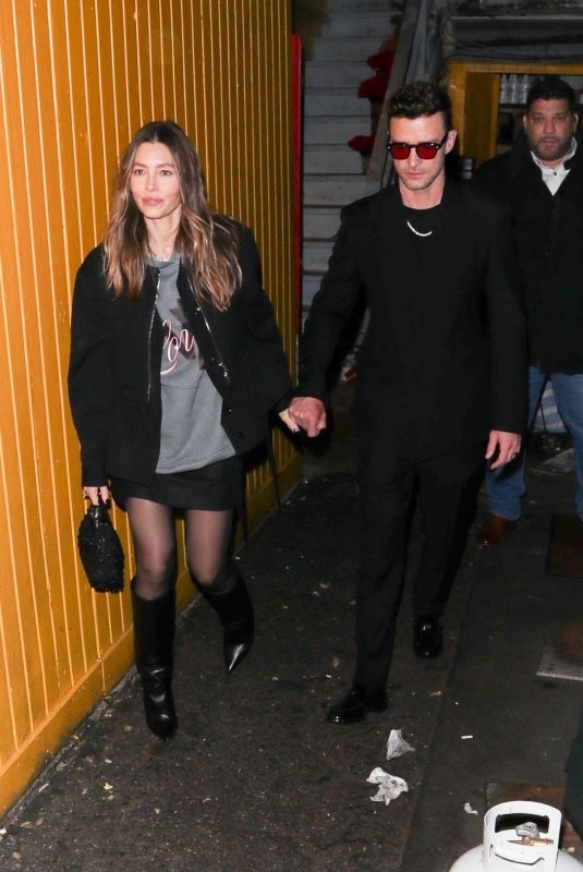 JESSICA BIEL and Justin Timberlake Leaves Justin’s Listening Party at Dan Tana’s in West Hollywood 03/14/2024
