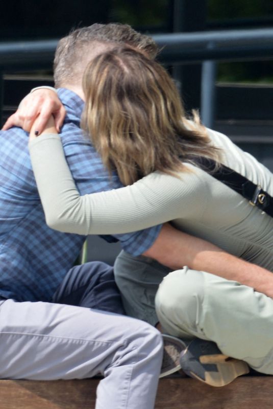 KELLY RIZZO and Breckin Meyer Hugging and Kissing Outside a Coffee Shop in Los Angeles 03/22/2024