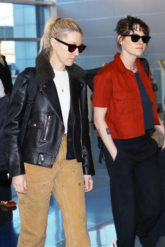KRISTEN STEWART and DYLAN MEYER Arrives at JFK Airport in New York 03/14/2024