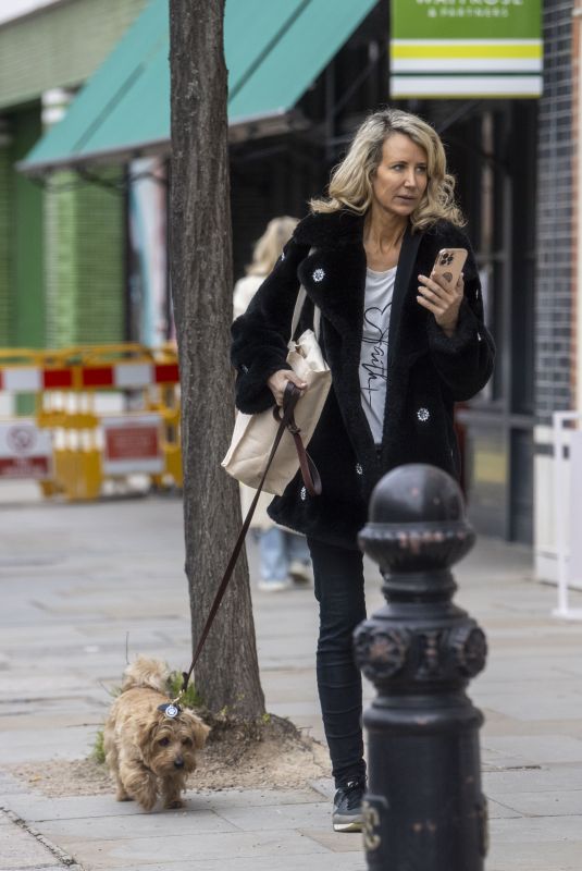 LADY VICTORIA HERVEY Out with Her Dog on Kings Road in Chelsea 03/28/2024