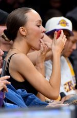 LILY-ROSE DEPP and 070 SHAKE at Los Angeles Lakers Game 03/10/2024