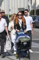LINDSAY LOHAN Out for a Family Lunch at La Escala in Beverly Hills 03/16/2024