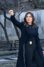 MARISKA HARGITAY, AMBER SKYE NOYES and Peter Scanavino on the Set of Law and Order: SVU in New York 03/13/2024