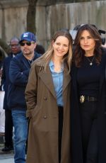 MARISKA HARGITAY, AMBER SKYE NOYES and Peter Scanavino on the Set of Law and Order: SVU in New York 03/13/2024
