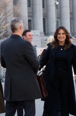 MARISKA HARGITAY, AMBER SKYE NOYES and Peter Scanavino on the Set of Law and Order: SVU in New York 03/13/2024