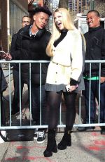 MEGHAN TRAINOR Arrives at Live with Kelly and Mark in New York 03/19/2024