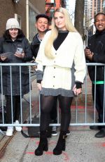 MEGHAN TRAINOR Arrives at Live with Kelly and Mark in New York 03/19/2024