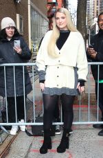 MEGHAN TRAINOR Arrives at Live with Kelly and Mark in New York 03/19/2024