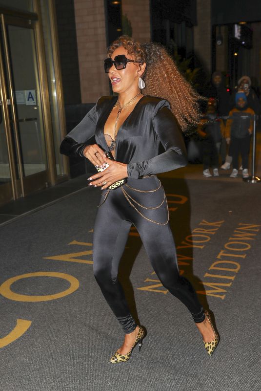 MELANIE BROWN in a Black Catsuit Night Out in New York 03/27/2024