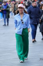 MYLEENE KLASS in a Striped Shirt and Green Trousers Out in London 03/03/2024