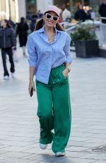 MYLEENE KLASS in a Striped Shirt and Green Trousers Out in London 03/03/2024