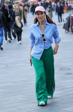 MYLEENE KLASS in a Striped Shirt and Green Trousers Out in London 03/03/2024