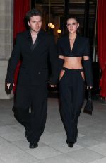 NICOLA PELTZ and Brooklyn Beckham Leaves La Reserve Hotel in Paris 03/03/2024