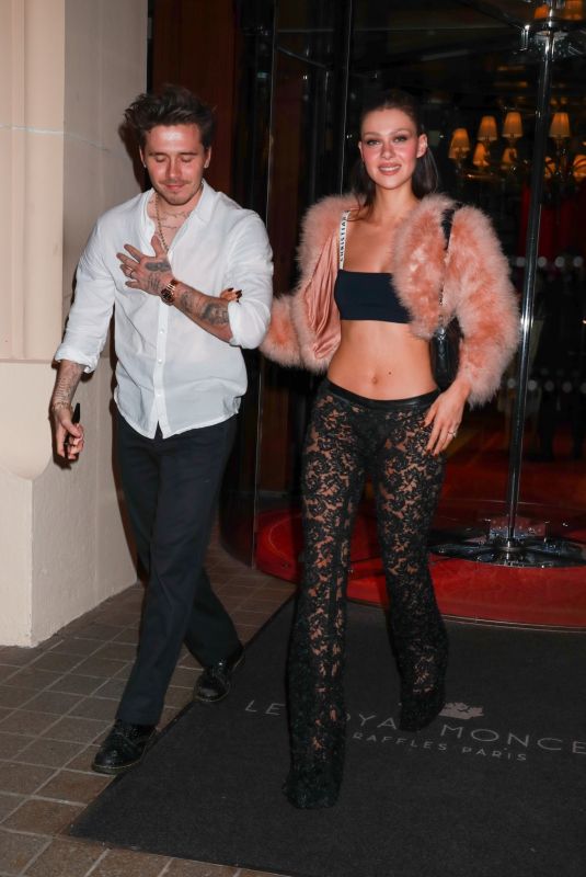 NICOLA PELTZ and Brooklyn Beckham Out for Dinner at Royal Monceau in Paris 03/03/2024