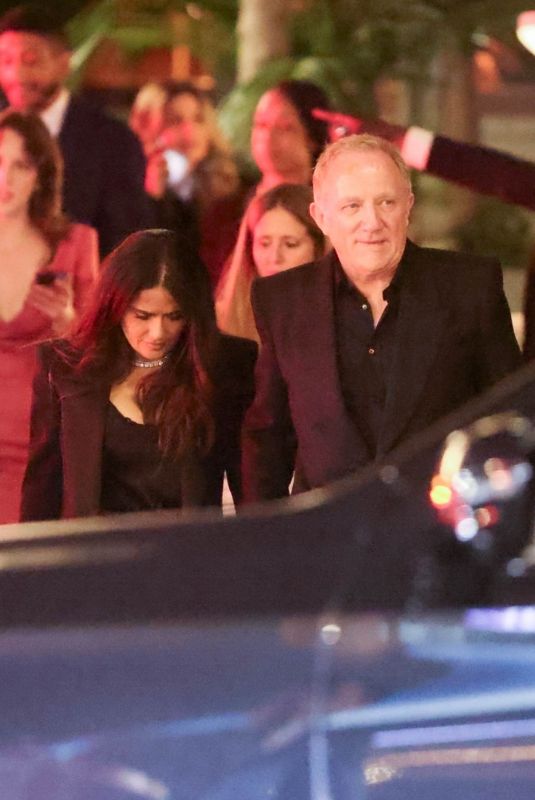 SALMA HAYEK and Francois-Henri Pinault Leaves a Oscars Pre-Party in Los Angeles 03/08/2024