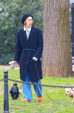 SARAH PAULSON Out with Her Dogs in New York 03/26/2024