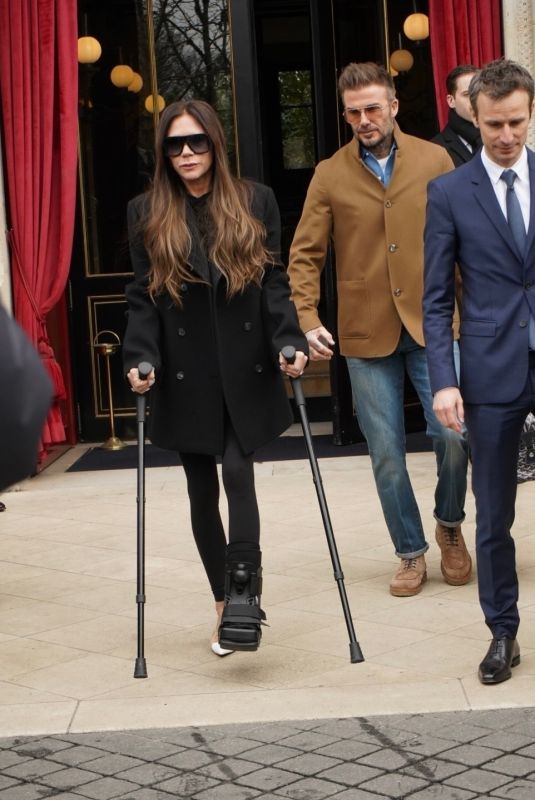 VICTORIA BECKHAM and Her Family Leaves Their Hotel in Paris 03/03/2024