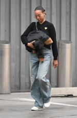 ZOE SALDANA and Marco Perego Arrives at JFK Airport in New York 03/27/2024