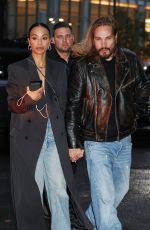ZOE SALDANA and Marco Perego Arrives at Their Hotel in New York 03/28/2024