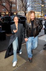 ZOE SALDANA and Marco Perego Arrives at Their Hotel in New York 03/28/2024