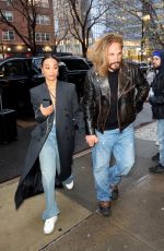 ZOE SALDANA and Marco Perego Arrives at Their Hotel in New York 03/28/2024