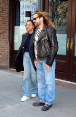 ZOE SALDANA and Marco Perego Out in New York 03/29/2024
