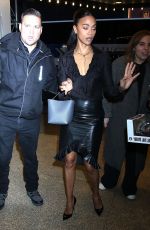 ZOE SALDANA Arrives at CBS Mornings in New York 03/28/2024
