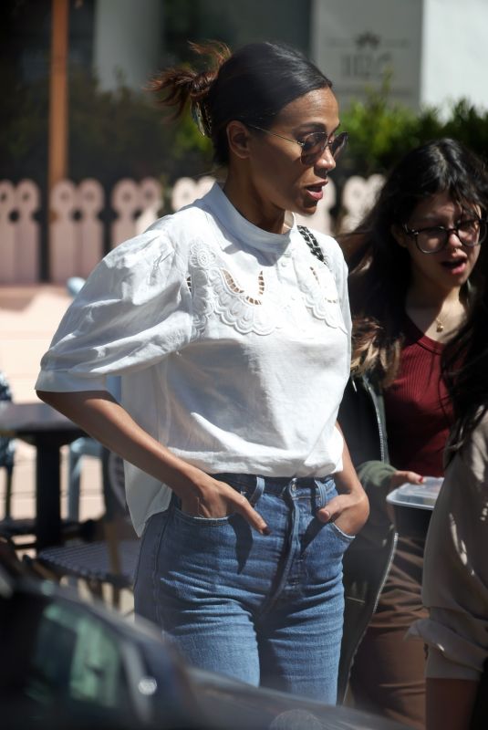 ZOE SALDANA Out for Lunch with Friends at The Honor Bar in Montecito 03/18/2024