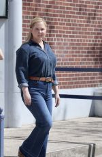 AMY SCHUMER in Double Denim Filming Alpaca in New York 04/22/2024