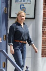 AMY SCHUMER in Double Denim Filming Alpaca in New York 04/22/2024
