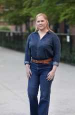 AMY SCHUMER in Double Denim Filming Alpaca in New York 04/22/2024