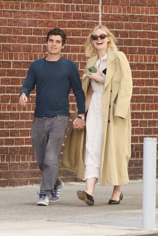 ELLE FANNING and Gus Wenner Night Out for Lunch in New York 04/28/2024