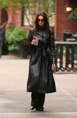 EMILY RATAJKOWSKI in a Black Leather Coat Out in New York 04/19/2024