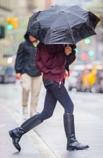 IRINA SHAYK Ourt with Her Dog Under the Rain in New York 04/03/2024