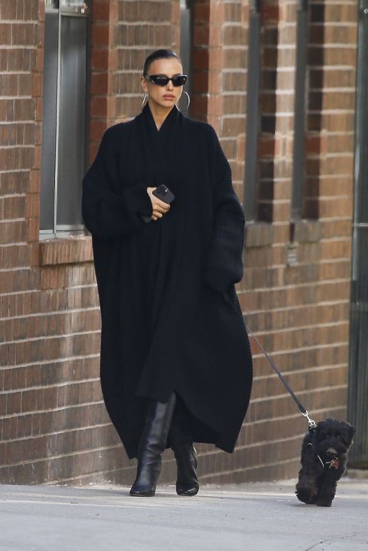 IRINA SHAYK Out with Her Dog in New York 04/04/2024