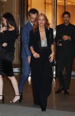 JESSICA CHASTAIN Leaves Ralph Lauren Fashion Show in New York 04/29/2024