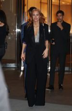 JESSICA CHASTAIN Leaves Ralph Lauren Fashion Show in New York 04/29/2024
