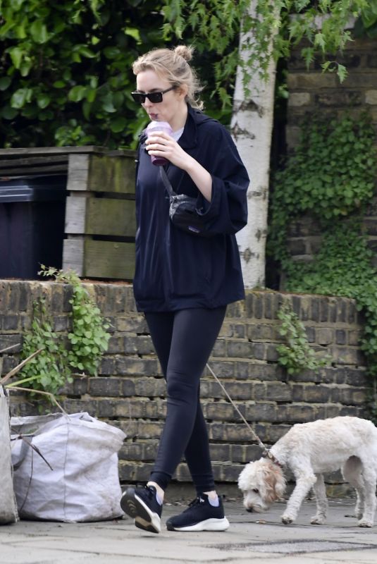 JODIE COMER Out with Her Dog in London 04/18/2024