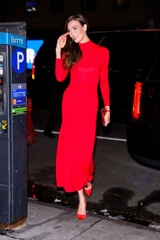 KARLIE KLOSS Arrives at Carolina Herrera Good Girl Perfume Party at Silencio in New York 04/18/2024