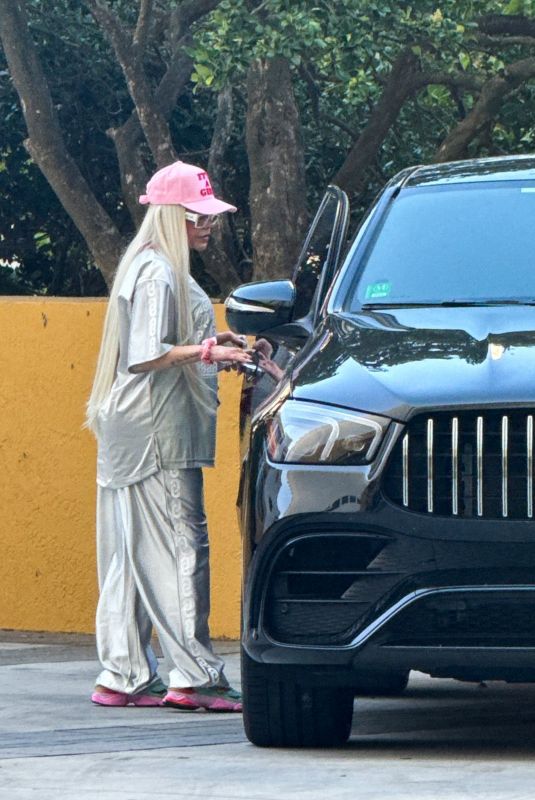 KAROL G Out in a Silver Jumpsuit in Miami 04/20/2024