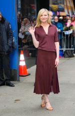 KIRSTEN DUNST Arrives at Good Morning America in New York 04/10/2024