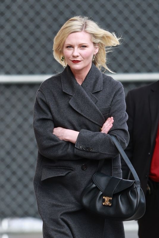 KIRSTEN DUNST Arrives at Jimmy Jimmel Live! in Los Angeles 04/04/2024