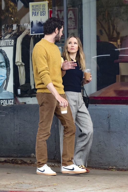 KRISTEN BELL and Adam Brody Filming for Erin Foster Comedy Series in Los Feliz 04/23/2024