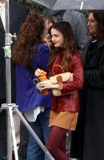 LILY COLLINS on the Set of Emily in Paris in Paris 04/02/2024