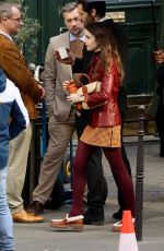 LILY COLLINS on the Set of Emily in Paris in Paris 04/02/2024