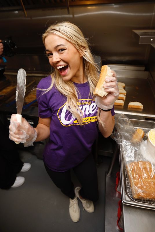 LIVVY DUNNE Celebrates National Championship Win with Her LSU Gymnastics Teammates at Raising Cane’s in Baton Rouge 04/23/2024